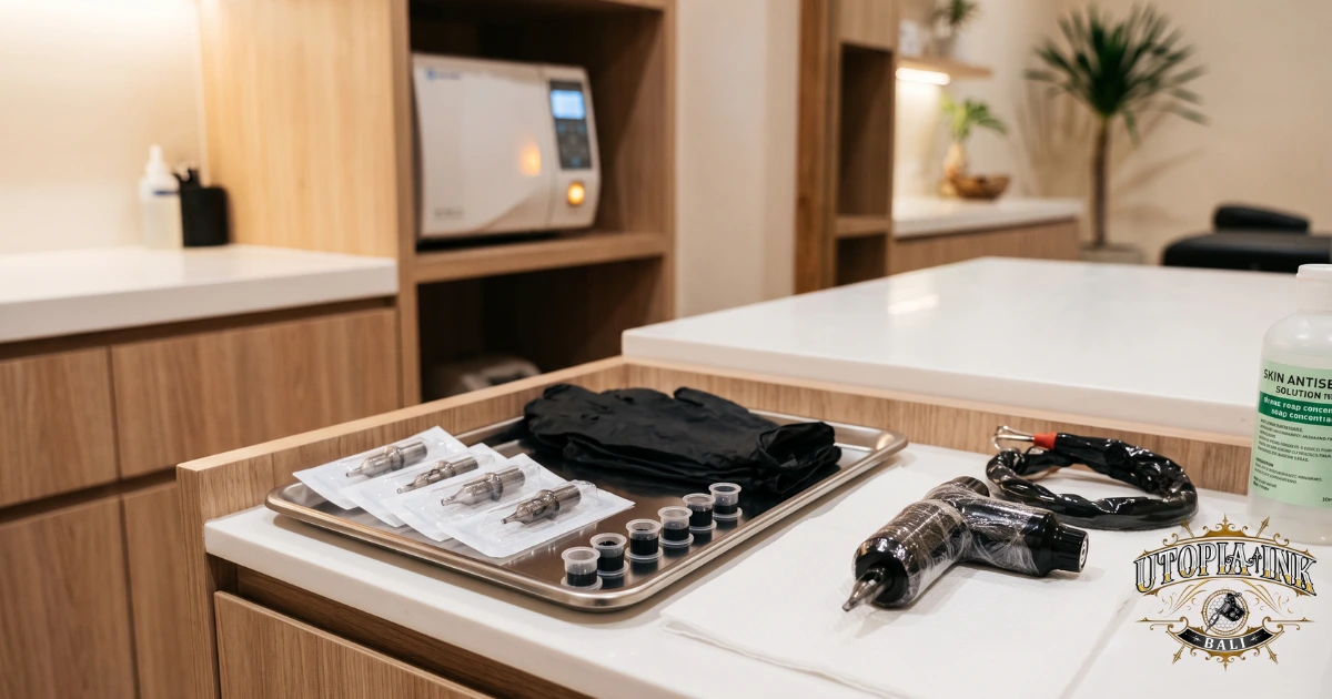 Safe tattoo studio in Bali with sterile equipment and Australian hygiene standards at Utopia Ink Seminyak