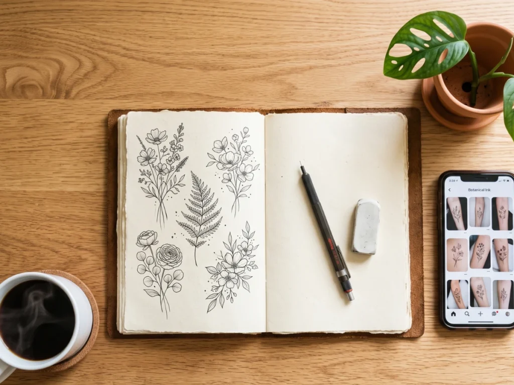 Tattoo design references and inspiration board for pre-session planning